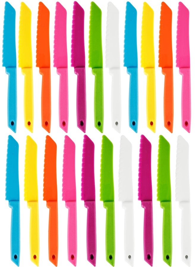 Drayear 21 Pcs Kids Plastic Knives for Cutting Kids Plastic Kitchen Knives Safe Cooking Tools for Toddlers Kid Play Kitchen Cooking Class Learning Kitchens Set, 7 Colors - Image 1